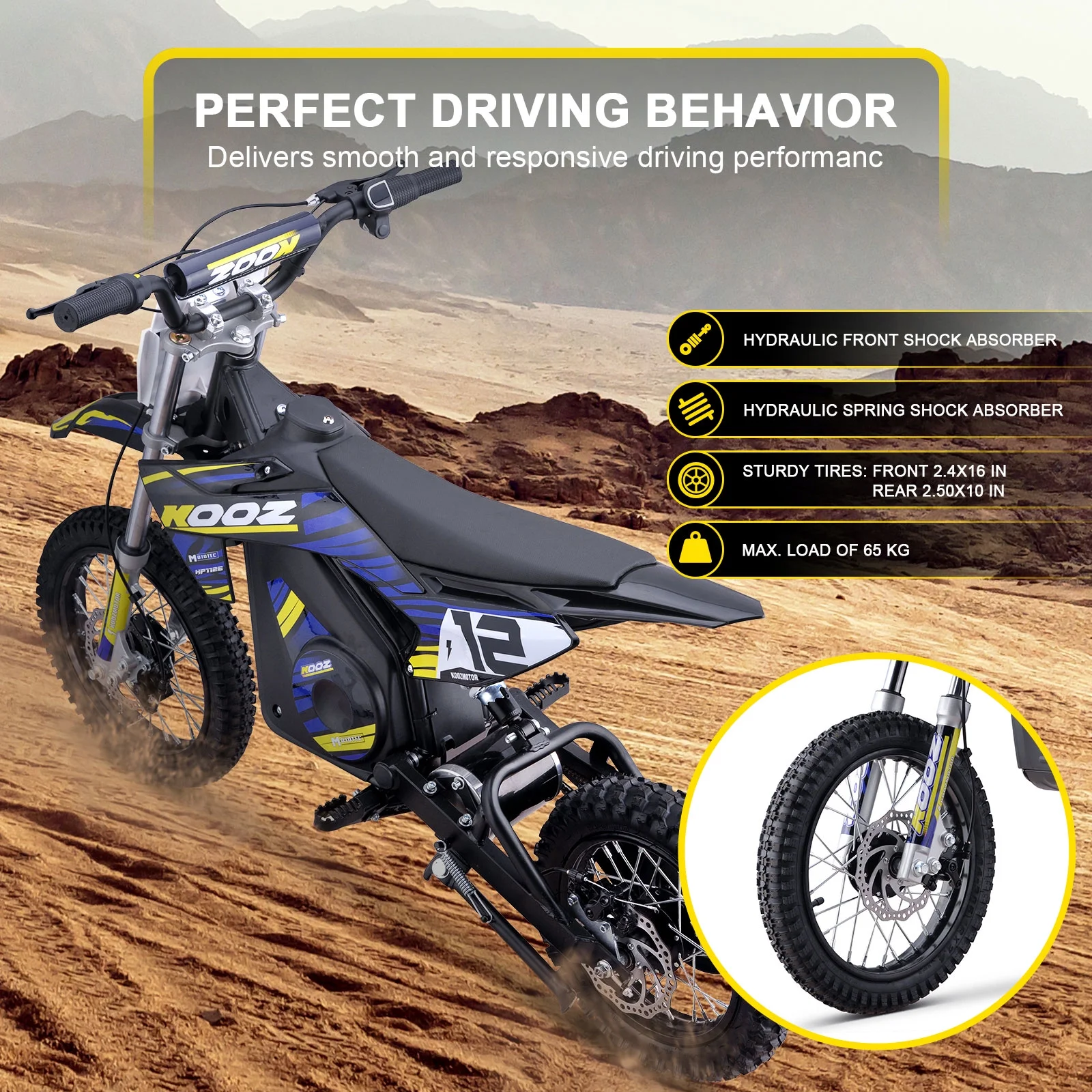 36v 1000w (HP112E) Electric Dirt Bike Blue(Blue) - Image 4