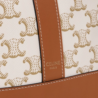 SMALL BUCKET IN TRIOMPHE CANVAS AND CALFSKIN WHITE