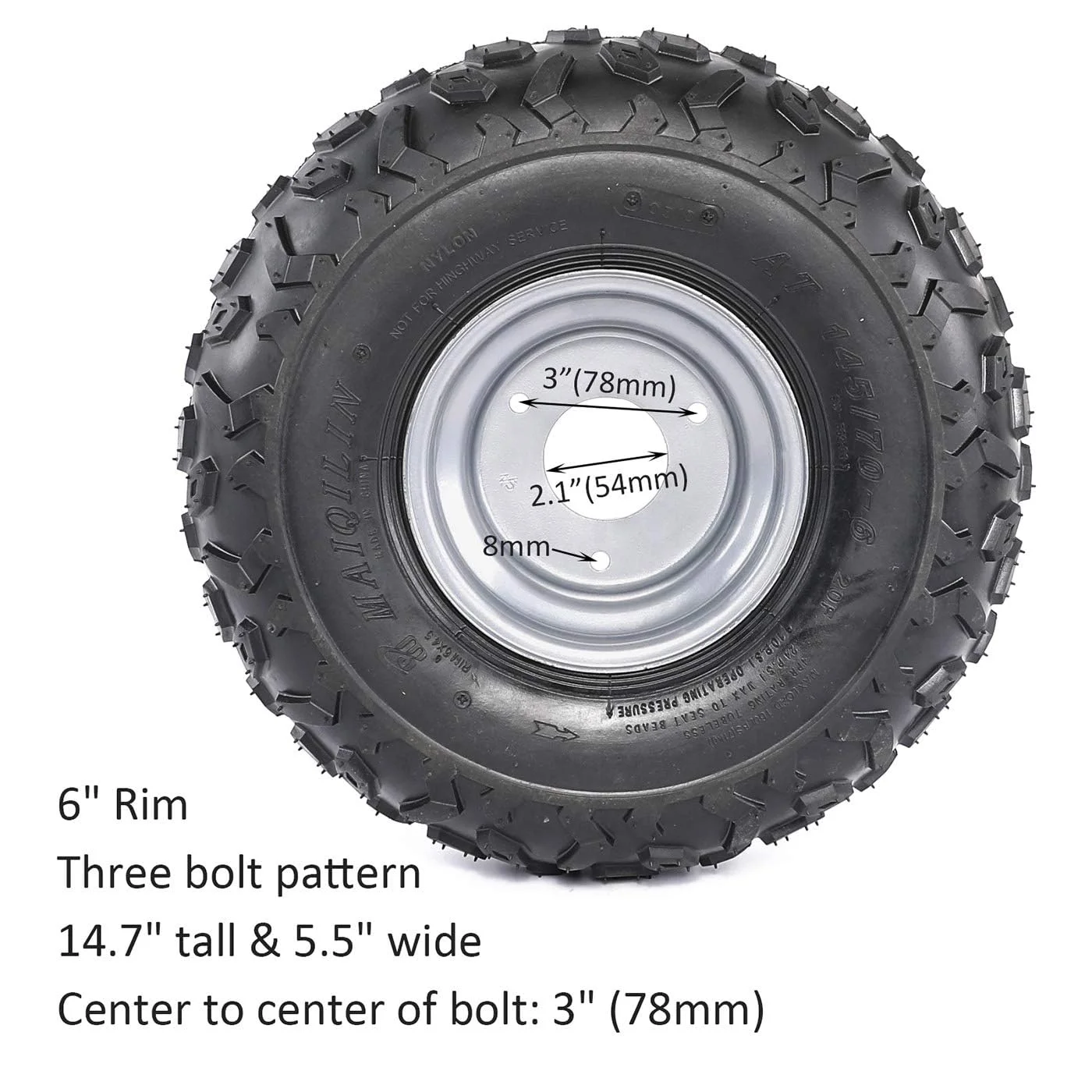 Set of 2 ATV Go Kart Tires 145/70 - 6 Tire with 6