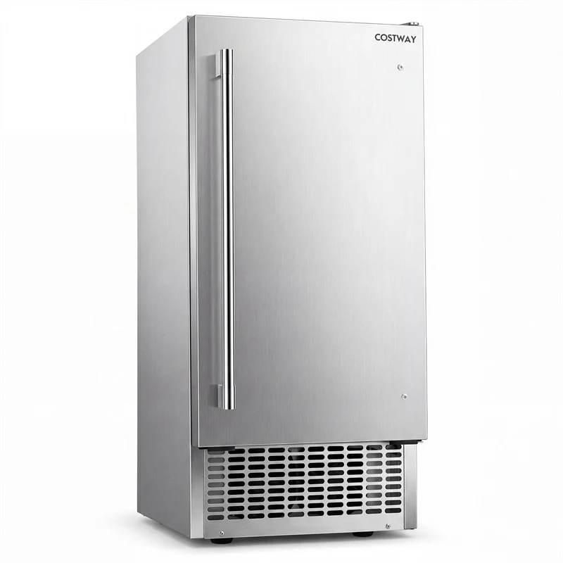 110 LBS/24H Commercial Ice Maker, 15" Built-in Undercounter Ice Machine with 25 LBS Storage & Reversible Door for Home Bar, Restaurant