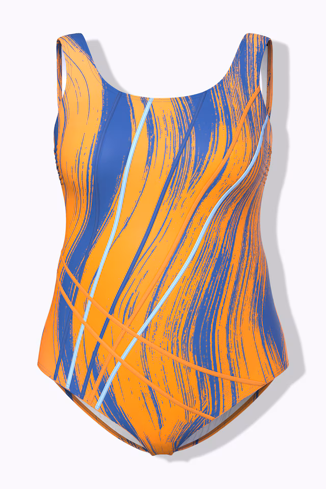 Contrast Piping One Piece Swimsuit