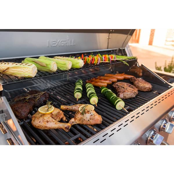 6 - Burner Propane Gas Grill in Stainless Steel with Ceramic Searing Side Burner and Rotisserie Kit