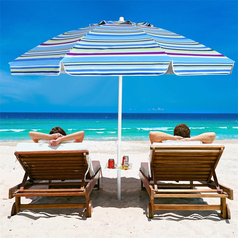 Parasol de plage portable de 2,2 m avec ancrage dans le sable et mât inclinable