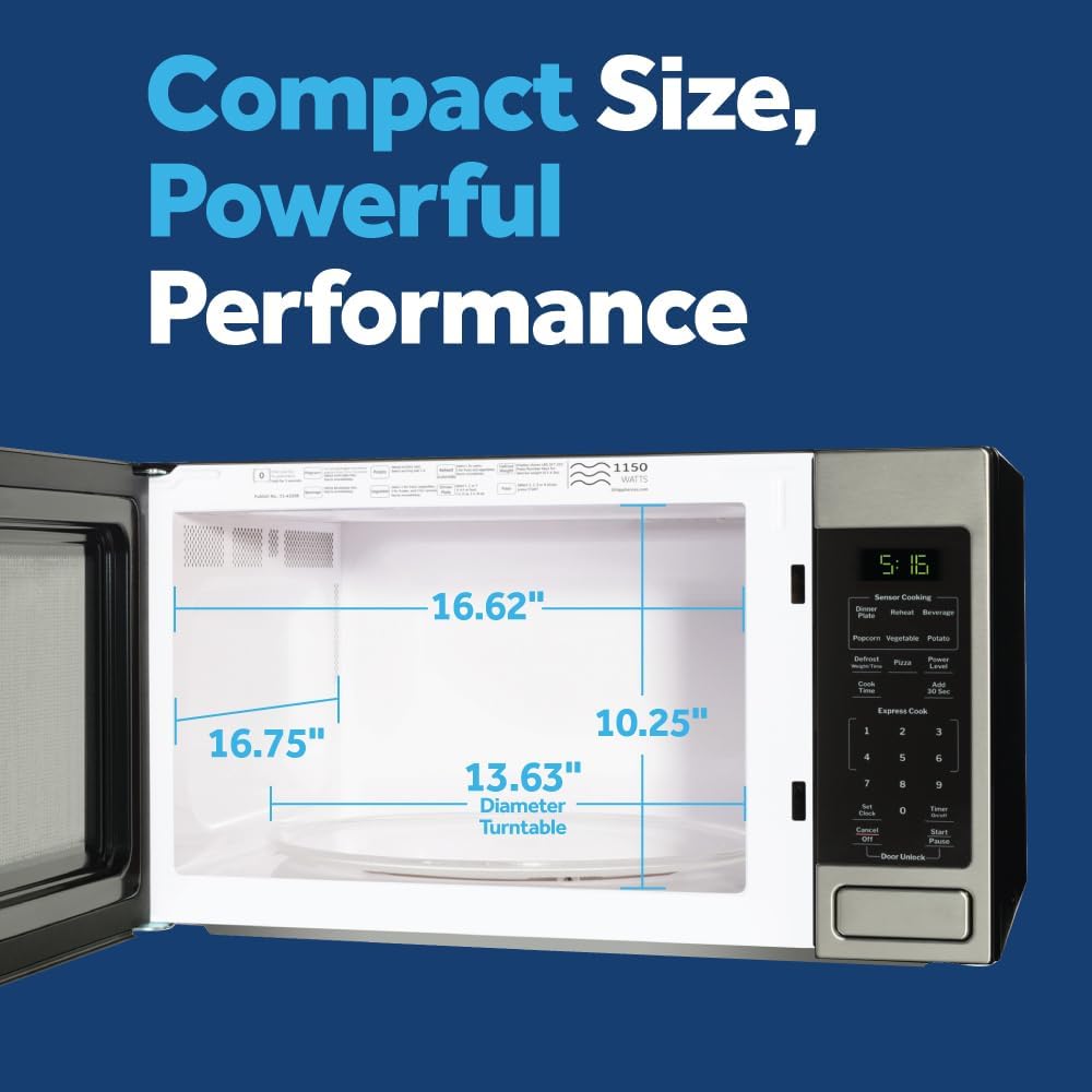 GE Countertop Microwave Oven, 1150 Watts, 1.6 CuFt., Stainless Steel