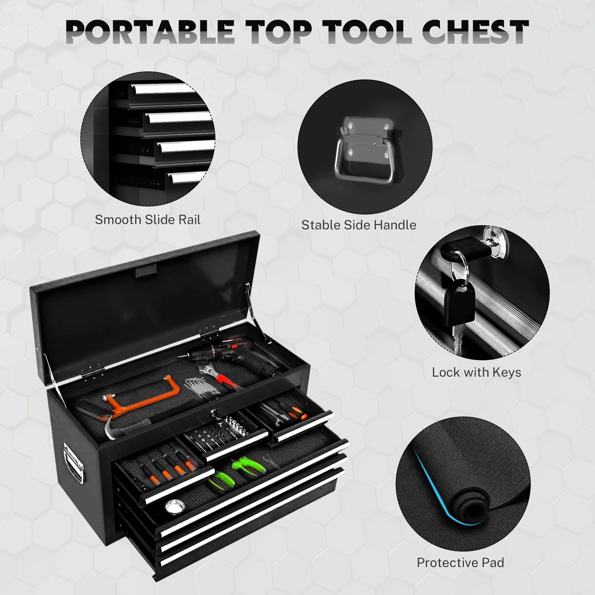 2-IN-1 Tool Chest Cabinet, Large Capacity 8-Drawer Rolling Tool Box Organizer with Wheels Lockable, Black(Black) - Image 10