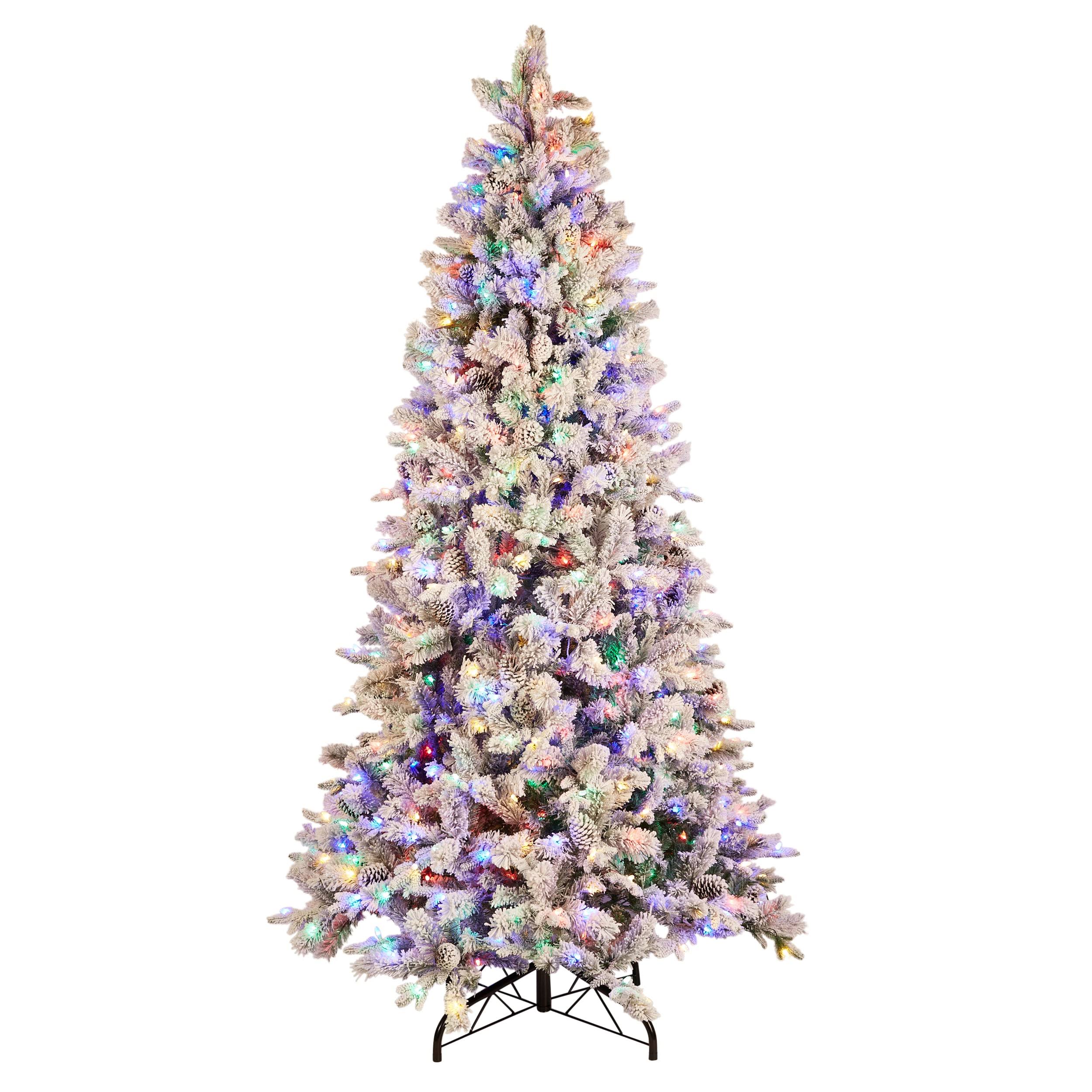 Holiday Living 9-ft Albany Pine Pre-Lit Flocked Artificial Christmas Tree with LED Lights | W14L0649