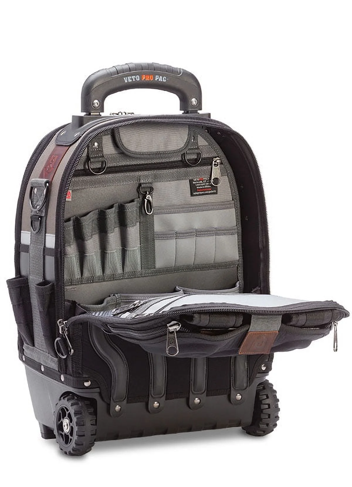 VETO Waterproof Tool Bags with Wheels, Polypropylene Plastic Black