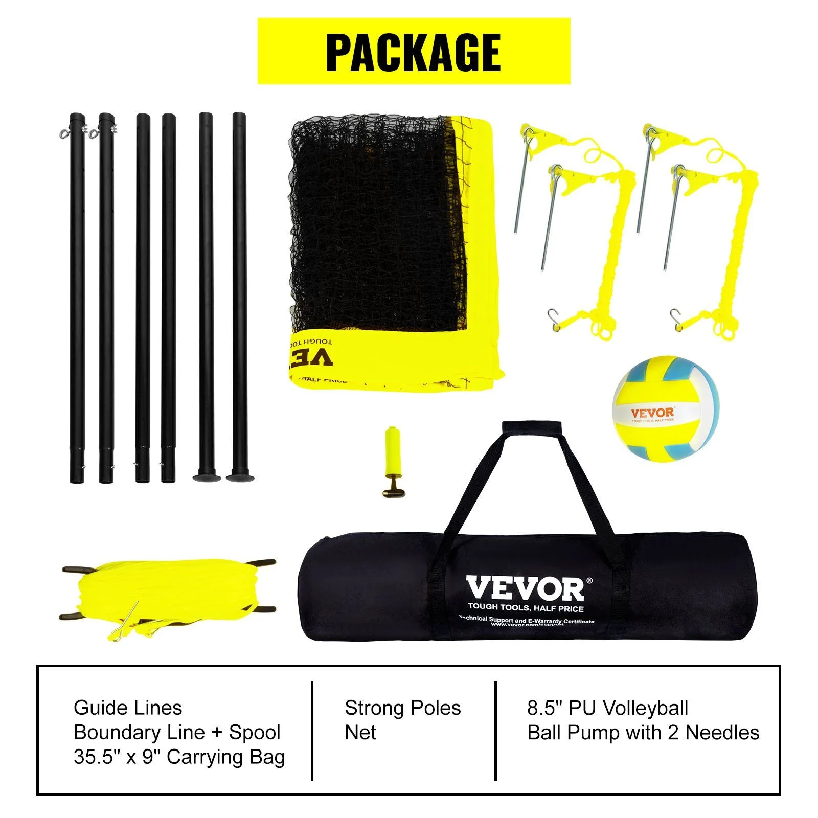 Portable Volleyball Net System Adjustable Steel Poles for Backyard Beach Heavy Duty PVC Volleyball Set with Pump Carrying Bag Perfect for Official Matches - Image 6