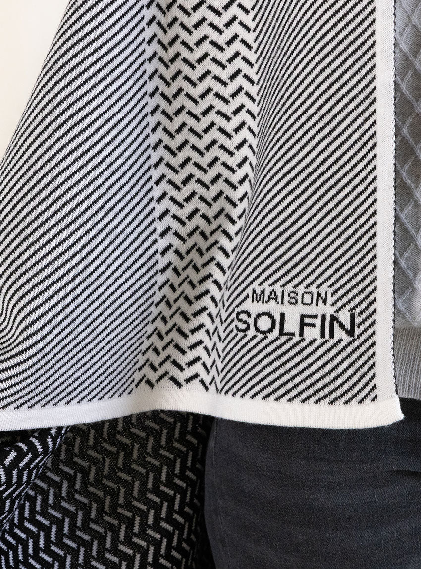 Plaid jacquard en laine mérinos noir