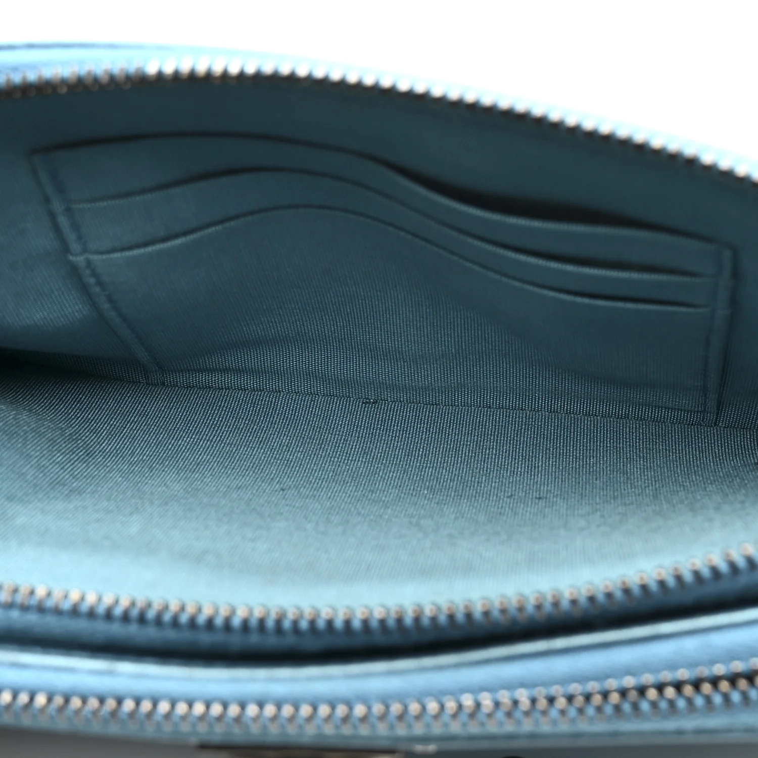 Metallic Caviar Quilted Small Boy Clutch With Chain Turquoise