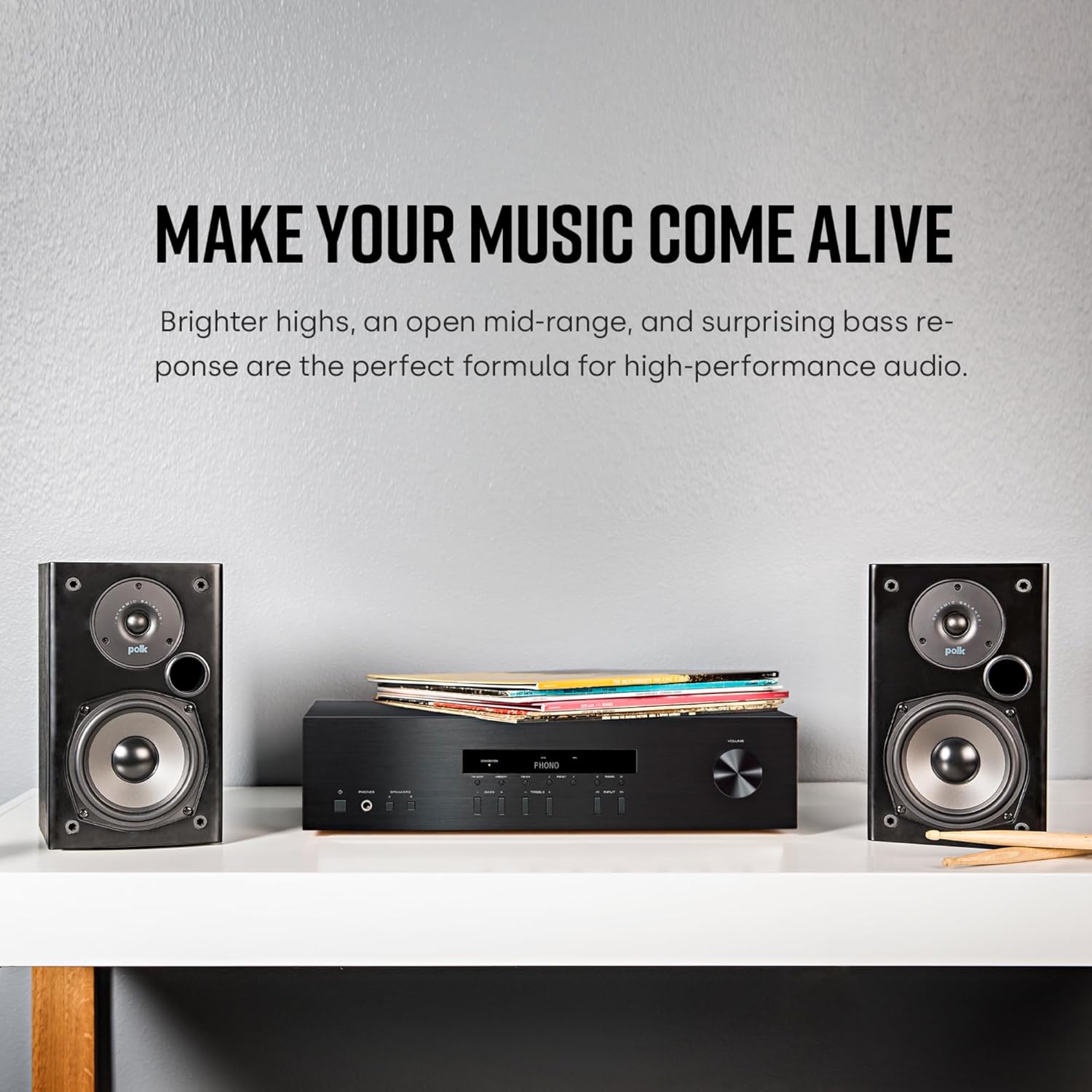 Polk Audio T15 Home Theater and Stereo Bookshelf Speakers – Deep Bass Response  Dolby and DTS Surround  Wall-Mountable  Pair  Black
