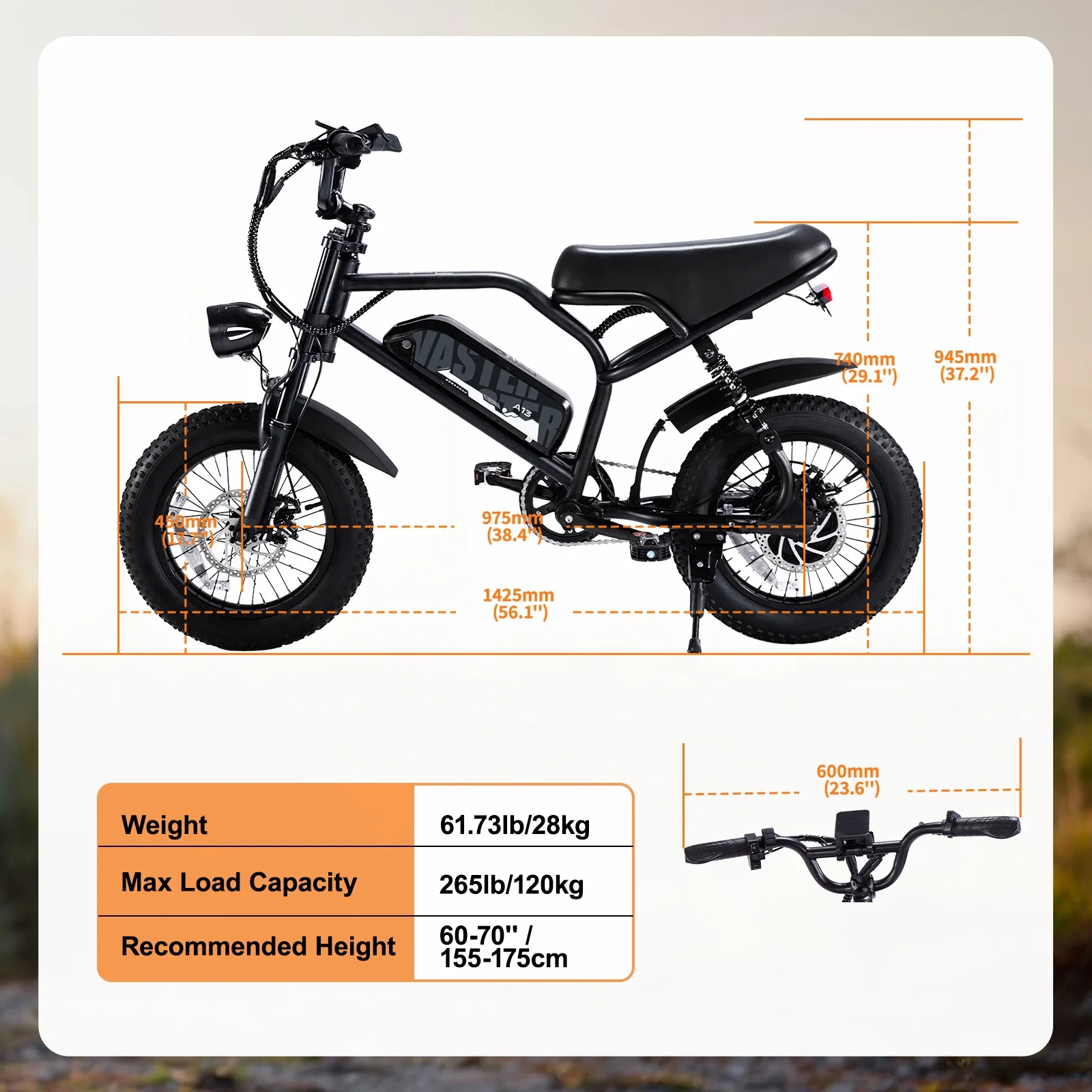 Electric Bike,16" Fat Tire Ebike,500W Motor,48V 12Ah Removable Battery,4x Suspension,38 Miles Pure Electric,55 Miles Pedal - Image 8