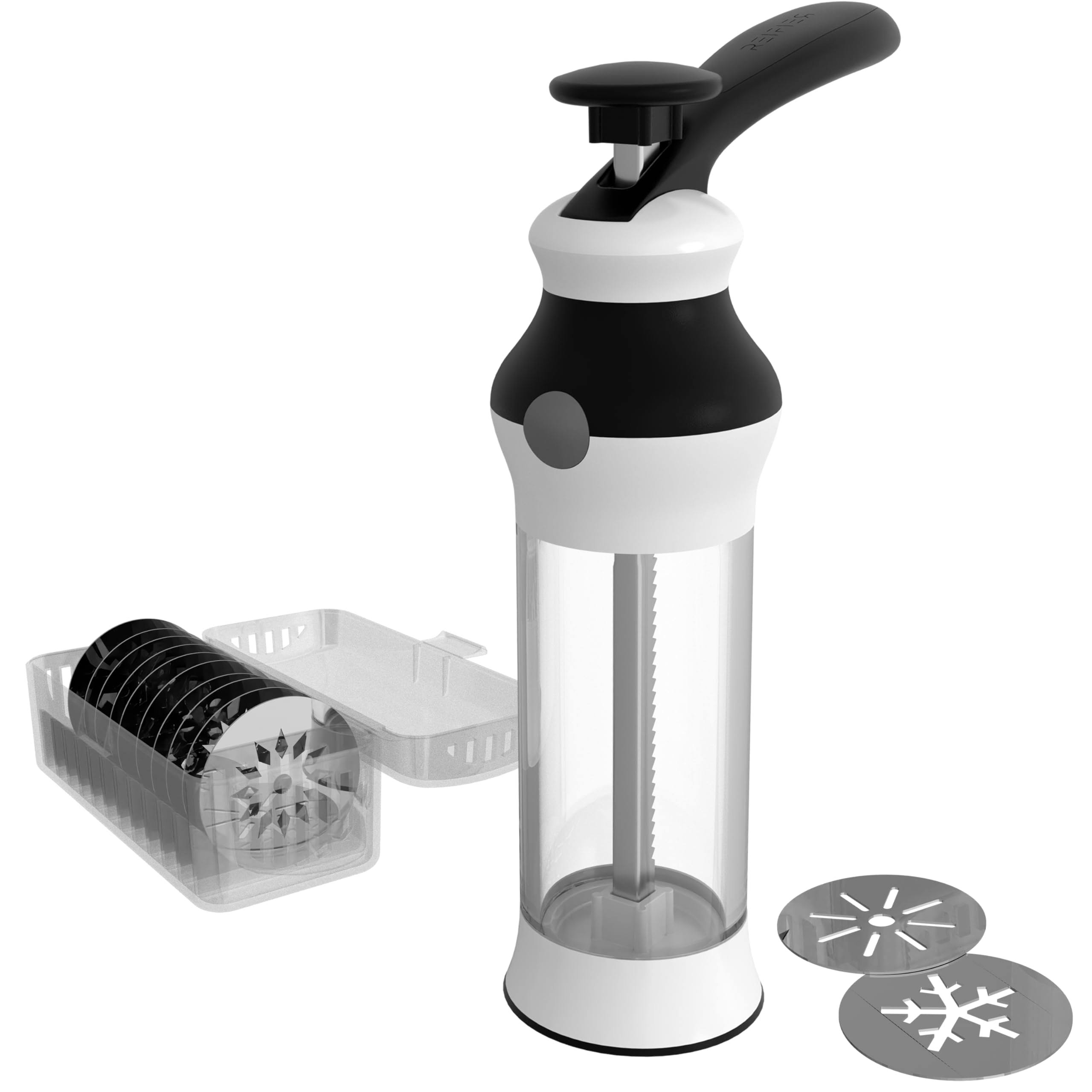 Reifier 14-Piece Cookie Press Set - Stainless Steel Disks & Storage Case - Heavy-Duty Design
