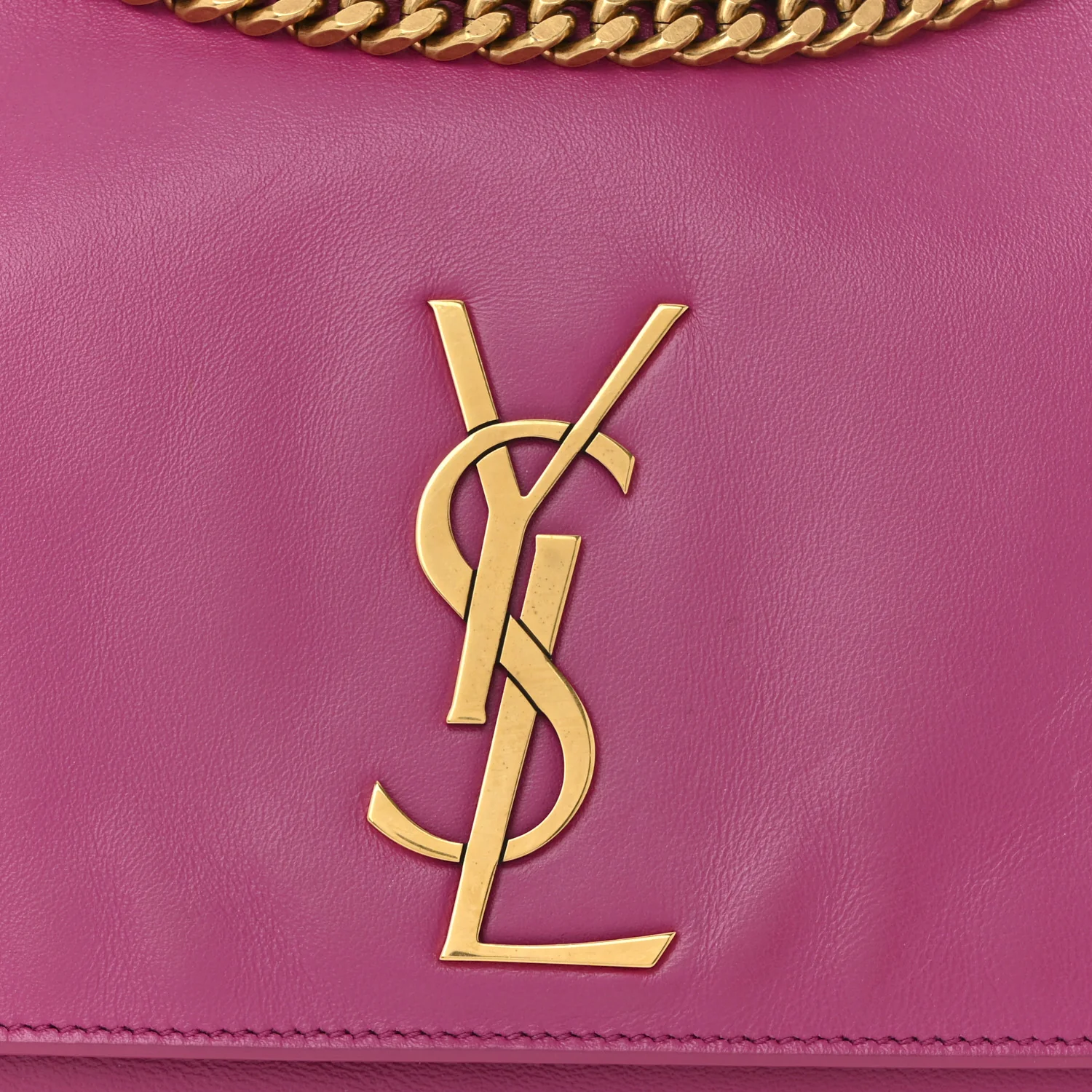 Smooth Calfskin Suede Medium Reversible Monogram Kate Satchel Rose Rubis