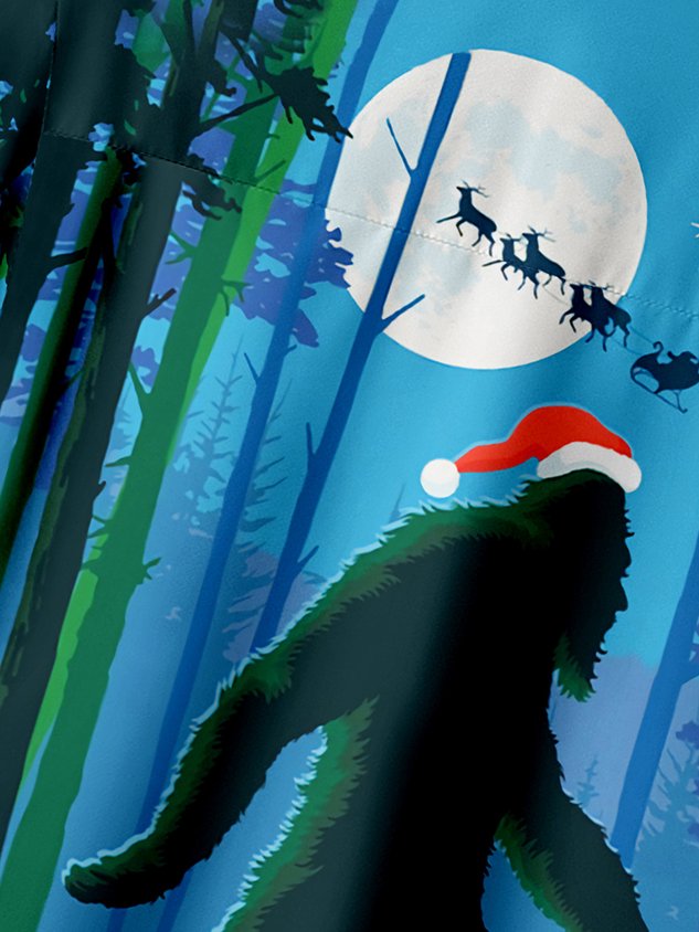 Chemise décontractée à manches courtes et poche poitrine Big Foot pour Noël