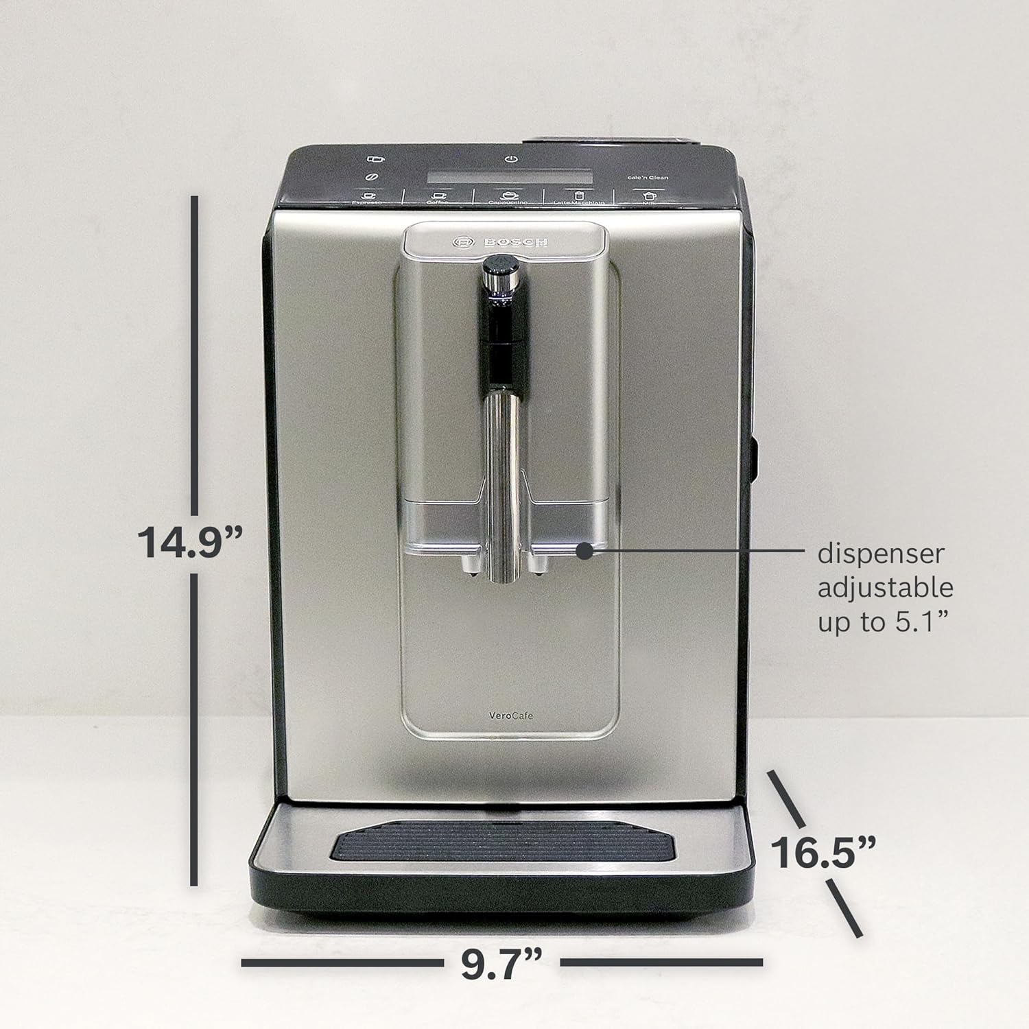 Bosch 300 Series Fully Automatic Espresso and Coffee Machine – One Touch Milk Drinks, Built-In Ceramic Grinder, In-Cup Frother, Easy Clean and Descale, Silver TIU20307