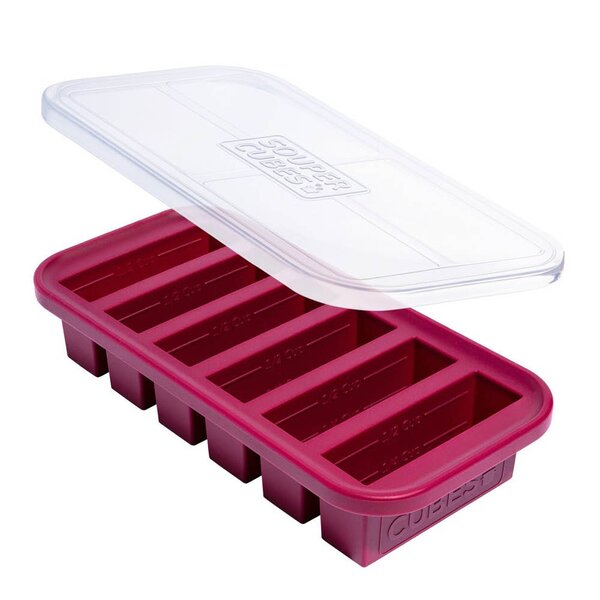 Matoppbevaring m/lokk silikon half-cup 6x125 ml cranberry