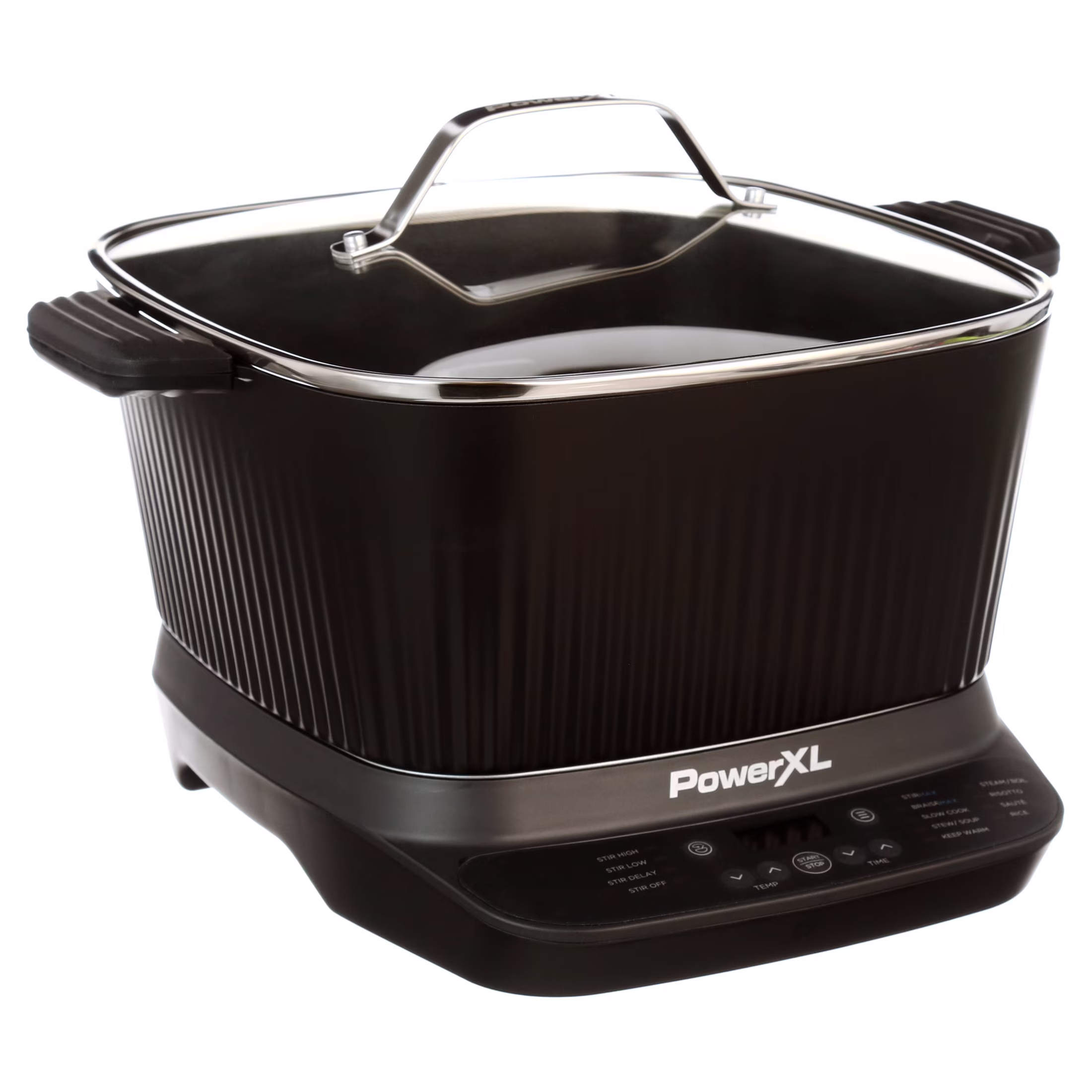 Power XL Stirmax 7.5 Qt Multi - Cooker with Auto Stir/Shred Paddle and 9 Presets, Matte Black