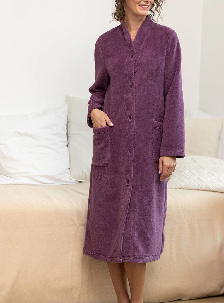 Robe de chambre femme en bambou et coton rose violine