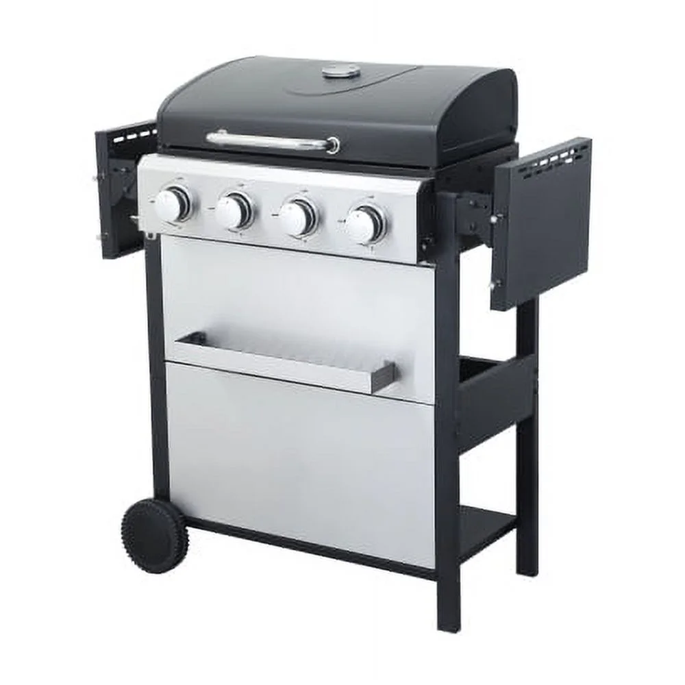 Yiweny 3 Burner BBQ Propane Gas Grill, Stainless Steel 25650 BTU Patio Garden Barbecue Grill with Bottle Opener, Two Foldable Side Shelves & Thermometer, Perfect for Camping, Outdoor Cooking.