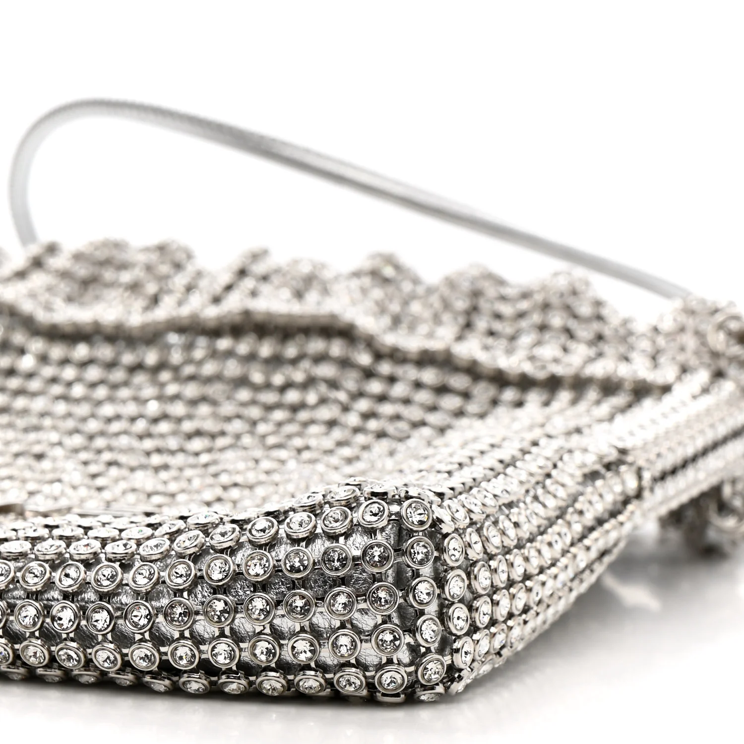 Crystal Embellished Metallic Lambskin Mini Chanel 22 Silver
