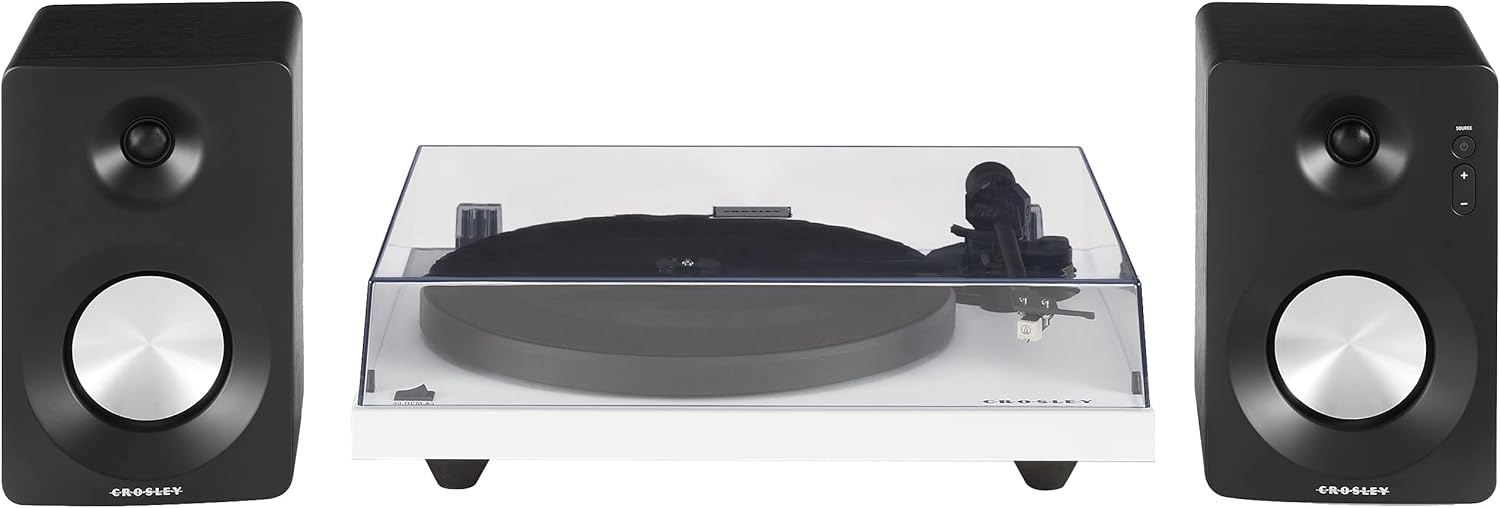 Crosley KT6101-WH Belt-Drive Bluetooth Turntable with Built-in Preamp and Included Speakers  White