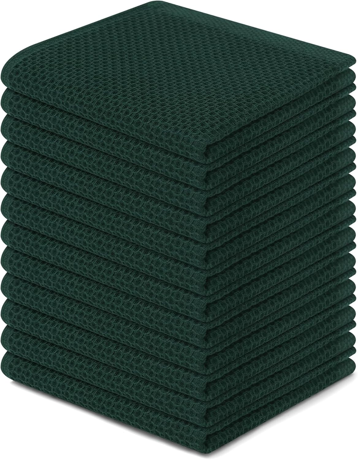 Homaxy 100% Cotton Waffle Weave Kitchen Dish Cloths 6-Pack, Dark Grey