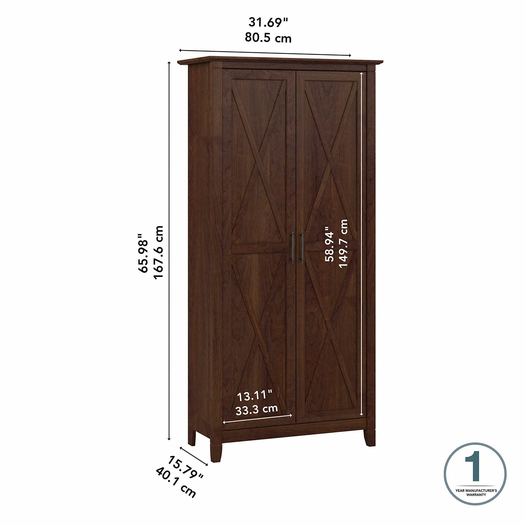 Key West Tall Bathroom Storage Cabinet with Doors, Bing Cherry(Bing Cherry) - Image 8