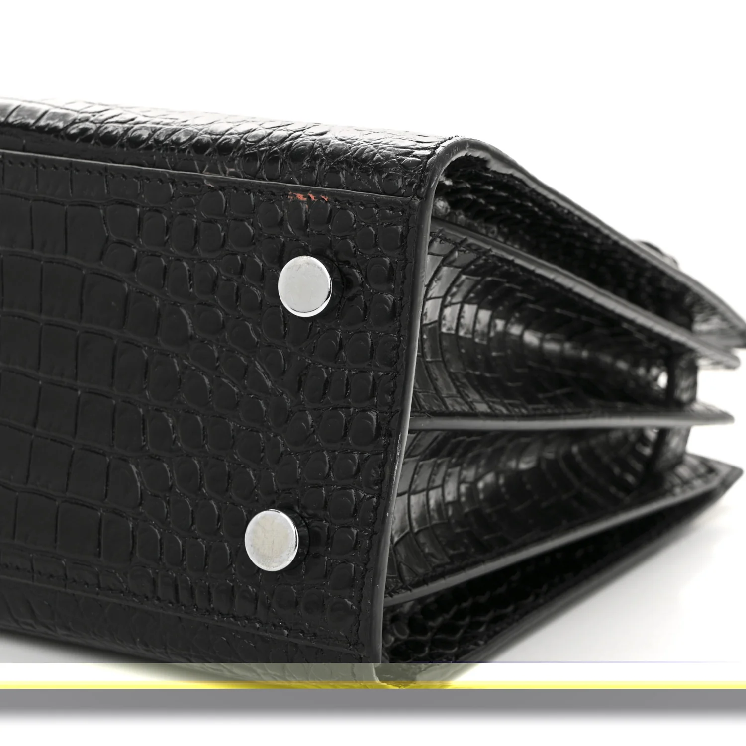 Calfskin Crocodile Embossed Baby Sac De Jour Black