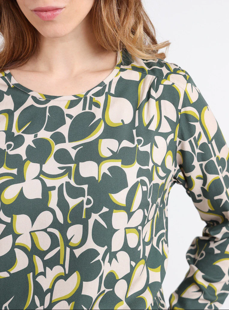 Blouse femme imprimé 100% viscose imprimé vert