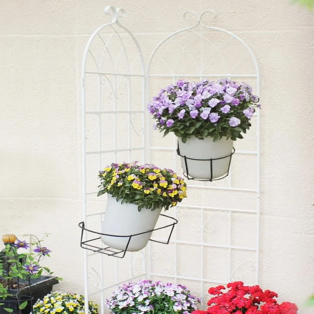 2 Pack Metal Garden Trellis 71 x 19.7 Rustproof Trellis for Climbing Plants Outdoor Flower Support ,Cream White