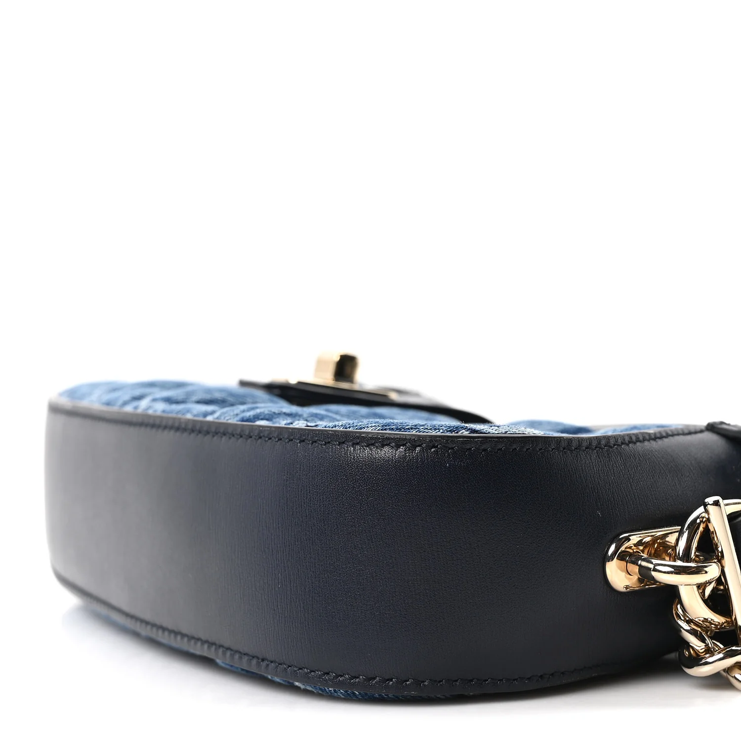 Denim GG Monogram Mini Moon Side Shoulder Bag Blue