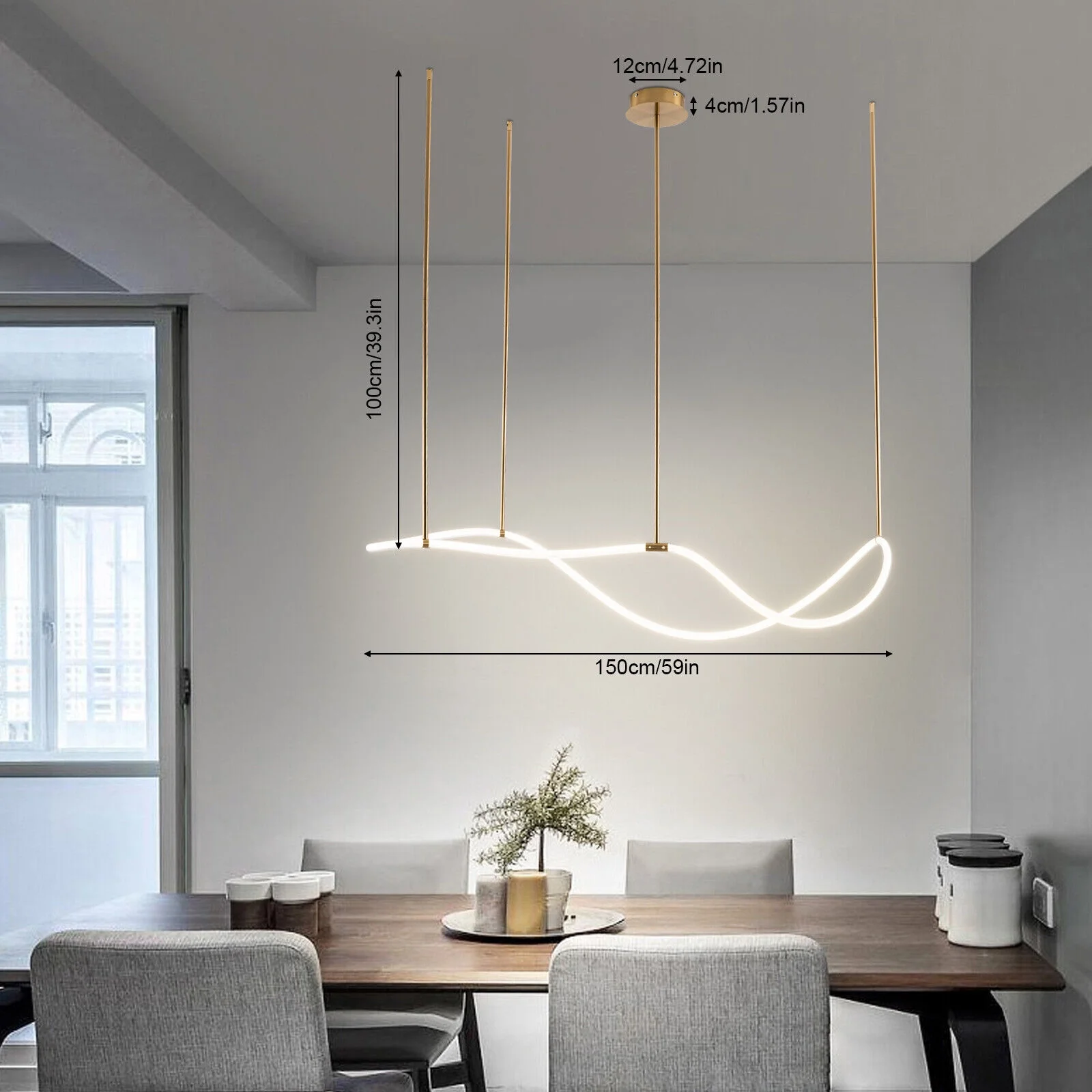 4500K 60W Modern Chandelier Hanging Lamp Kitchen Island Lighting Fixture Dining Room Light