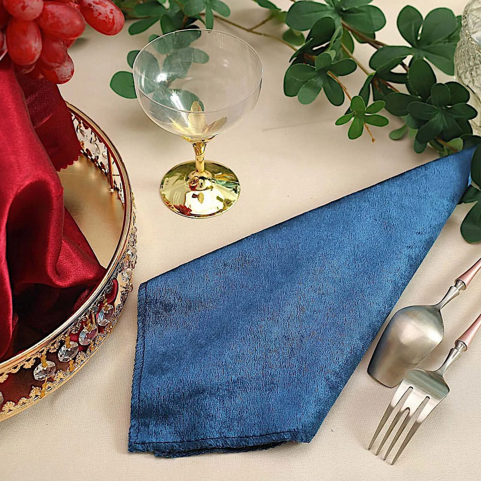 BalsaCircle 100 Pieces 20" x 20" Navy Blue Premium Velvet Napkins Linens(Navy Blue)