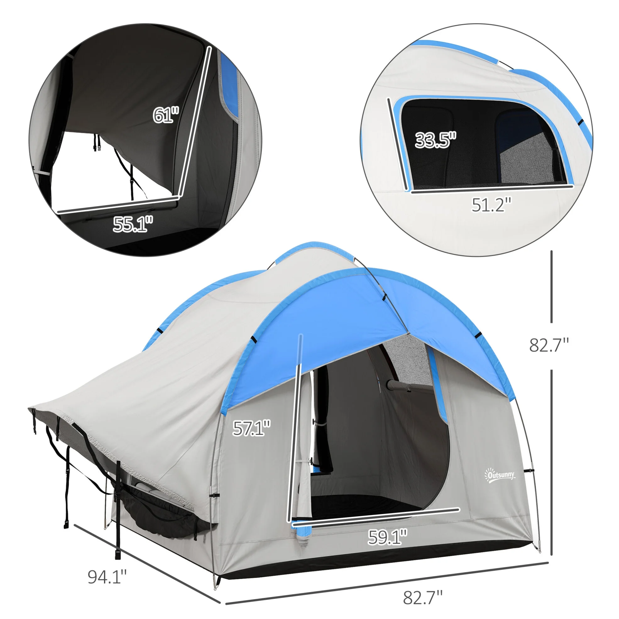 SUV Camping Tent , 2000mm Waterproof Truck with 3 Doors and Mesh Window, Car Camping Tailgate Tent for 5-6 Person Camping, Outdoor Travel, Mountaineering, Fishing, Wild Survival, Blue(Blue) - Image 5