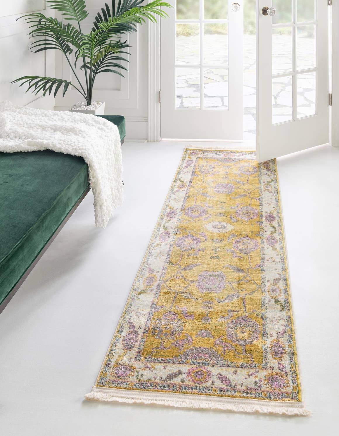 Rugs.com Paragon Collection Rug 6 ft Runner Green Medium-Pile Rug Perfect for