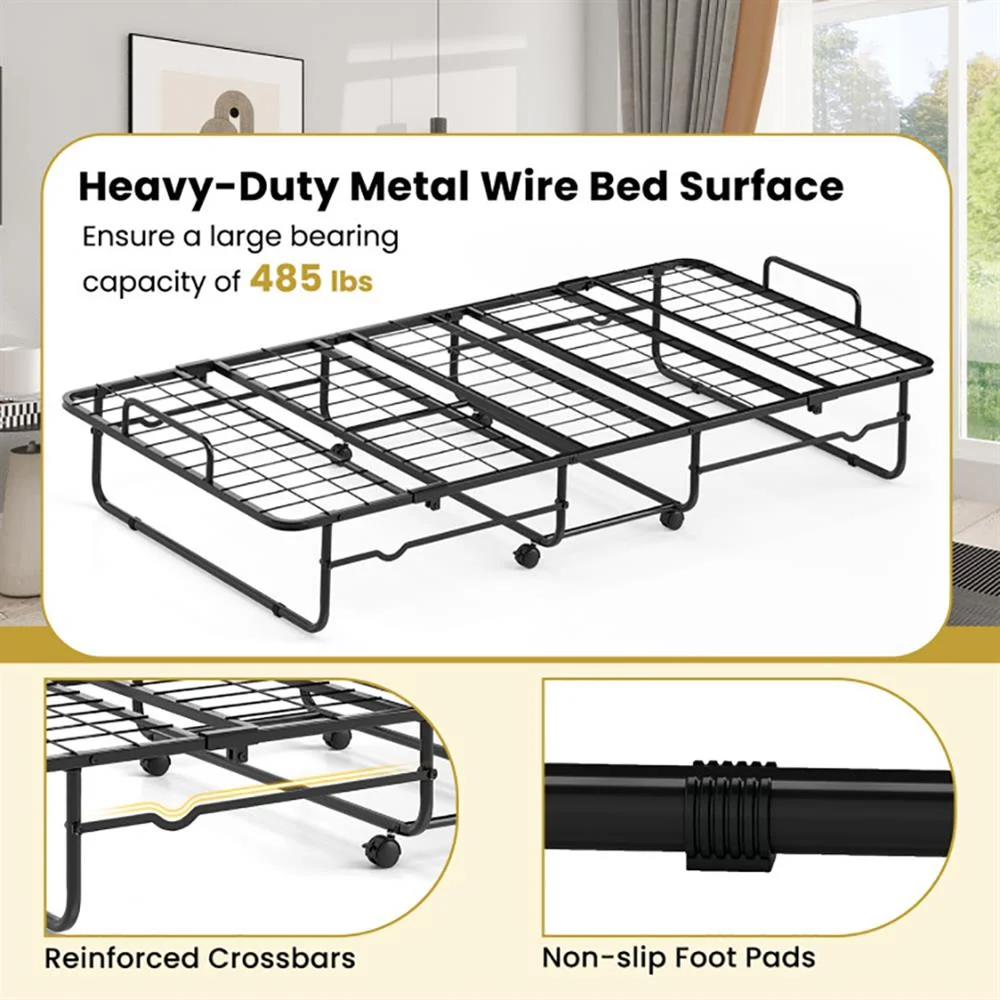 Twin Size Folding Bed with Memory Foam Mattress and Heavy-duty Metal Frame - Image 6