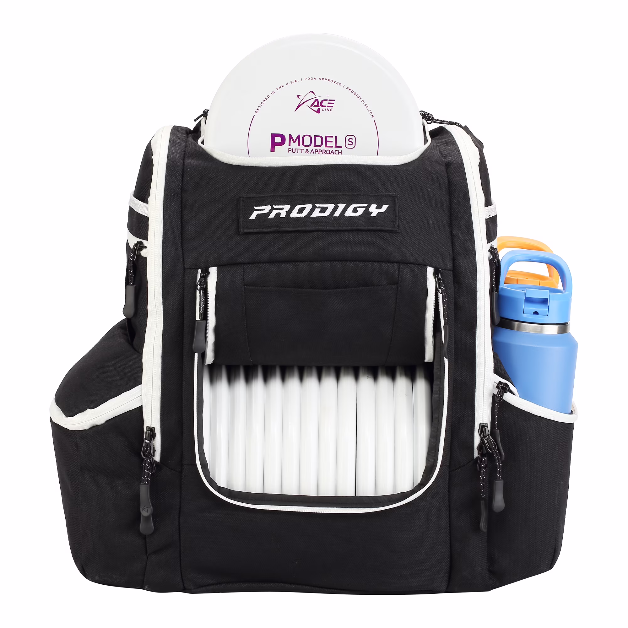 Apex XL Backpack | Large Disc Golf Backpack | Store Up to 34+ Discs | Full Height Side Pockets | Disc Golf Bags with Cooler | Safety Pouches for Wallets or Keys | Cordura Nylon Material…(Black)