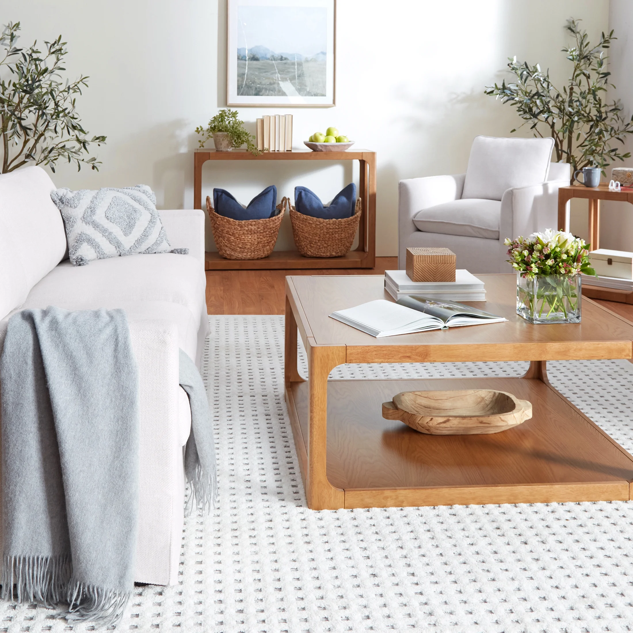 My Texas House Briar 2 Accent Chairs & 1 Sofa, Bundle Cream Linen
