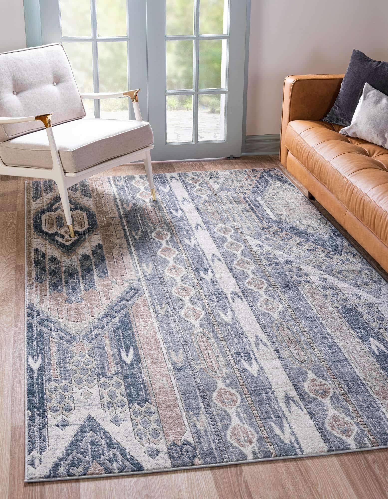Unique Loom Orford Portland Rug, Navy Blue/Tan (5' 0 x 8' 0)