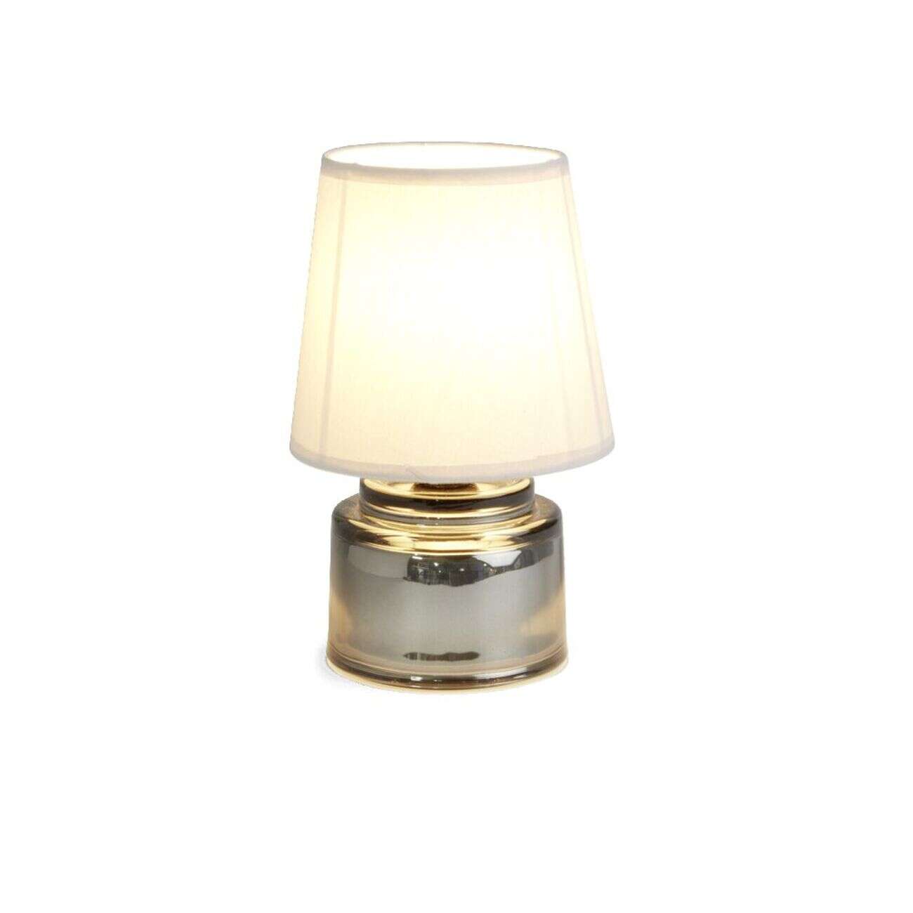 Lampe à poser Ø12xH22cm verre et polyester gris argenté