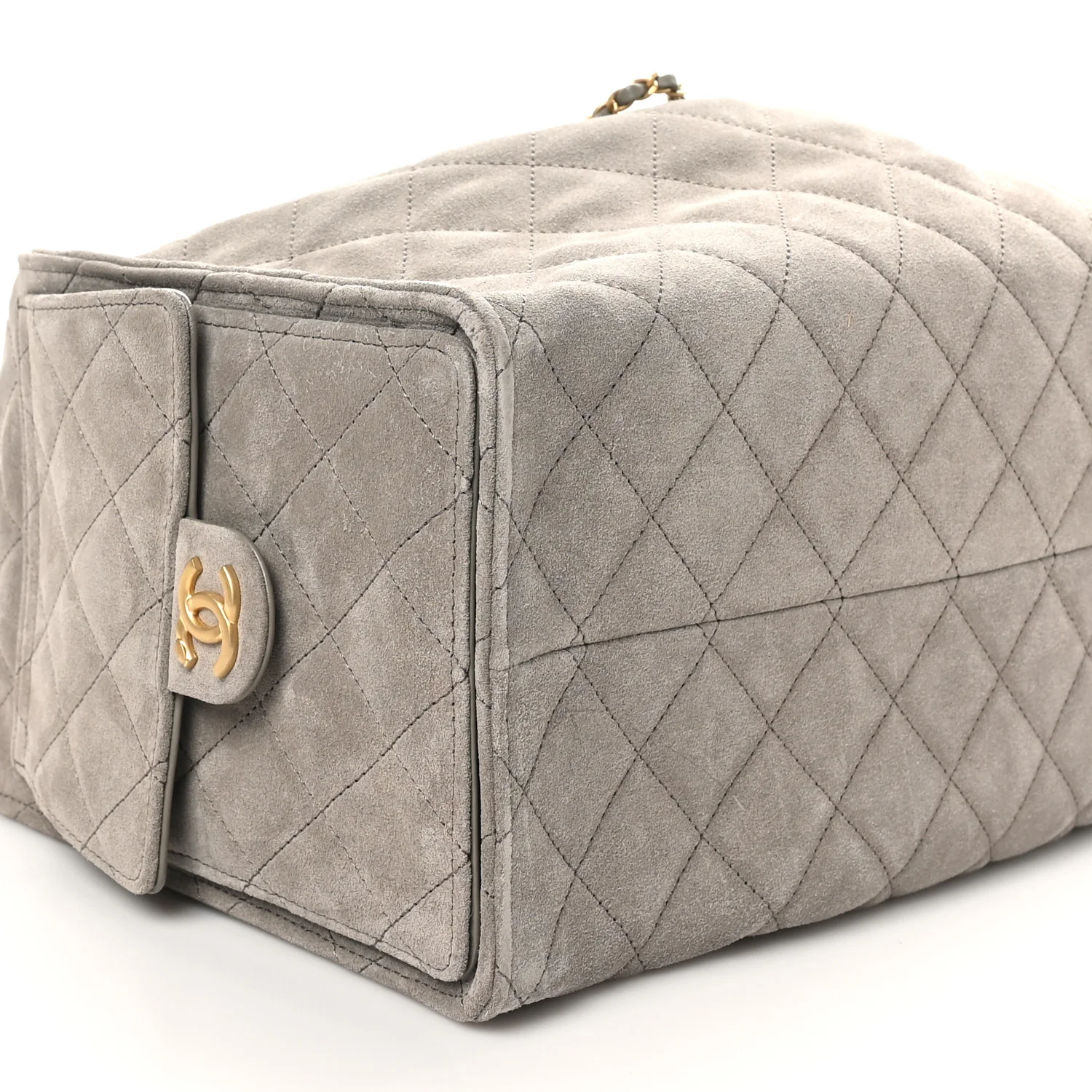 Suede Quilted Medium Chanel 25 Handbag Dark Grey