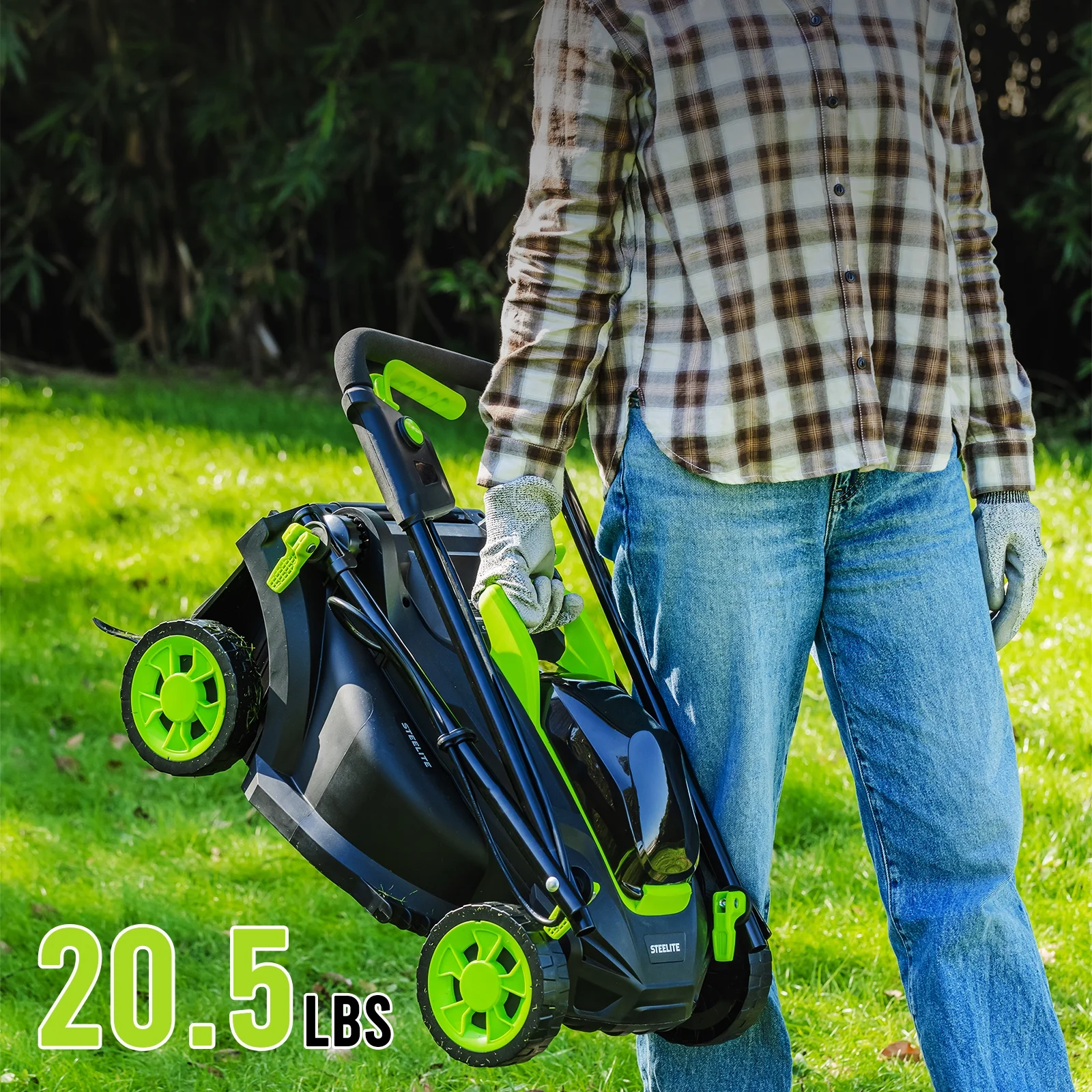 13-Inch Cordless Lawn Mower, 21V Electric Lawn Mowers with Brushless Motor for Garden,5 Heights Adjustment, 4.0Ah Battery Charger Included - Image 7