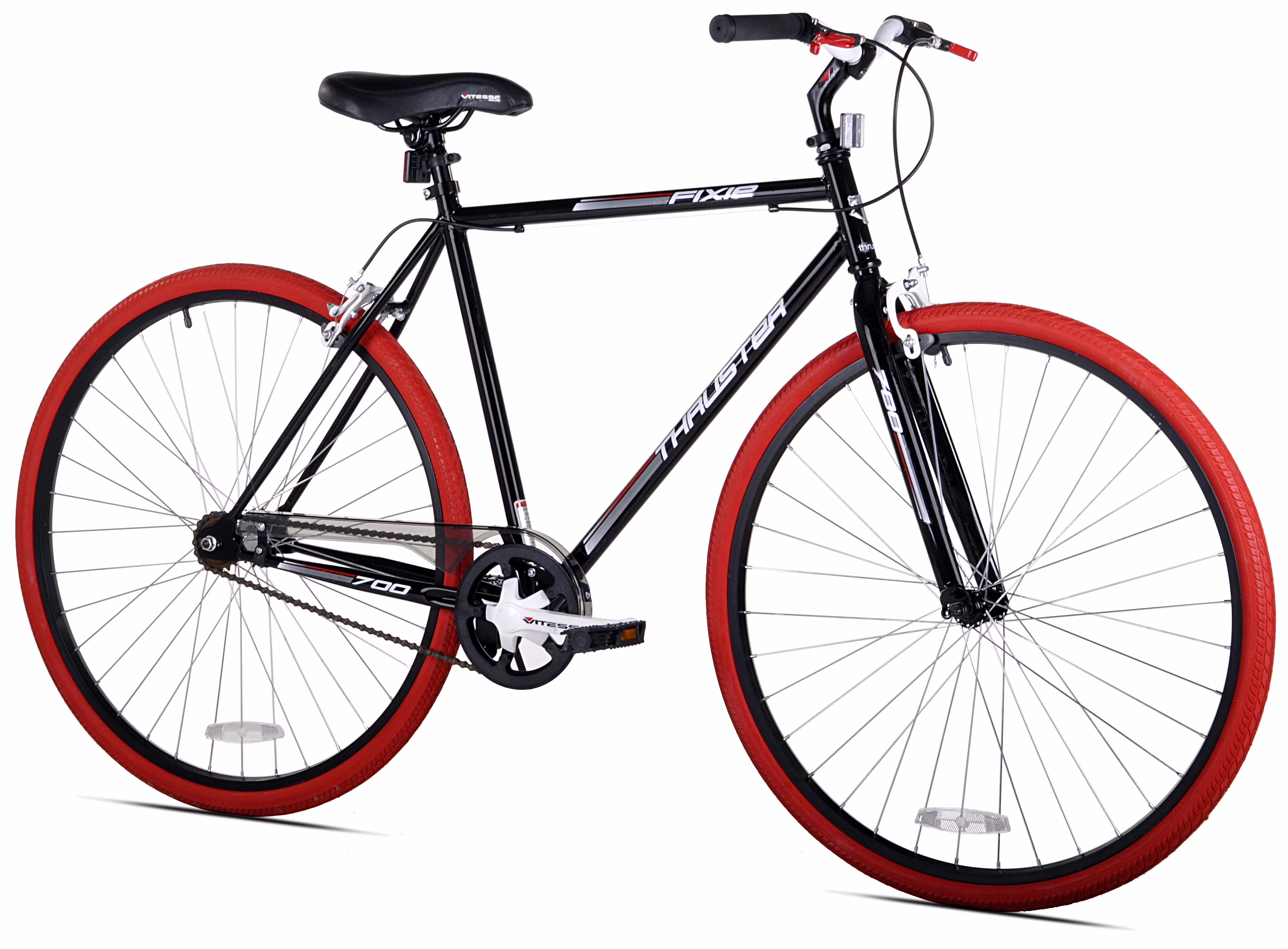 700c Fixie Men's Bike, Adult, Ages 13 and Up, Black/Red(Black)