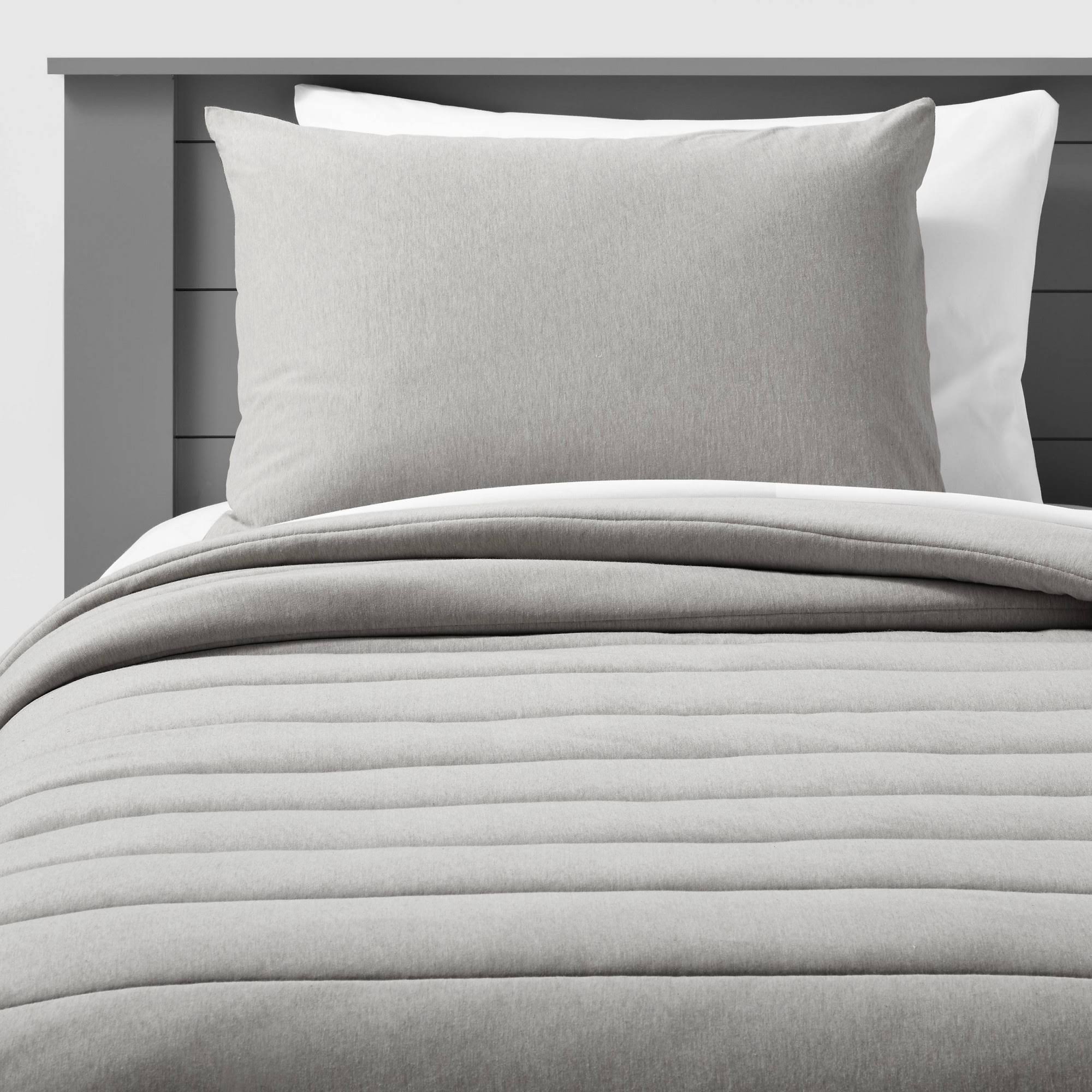 Twin Channel Jersey Kids' Comforter Set Gray - Pillowfort