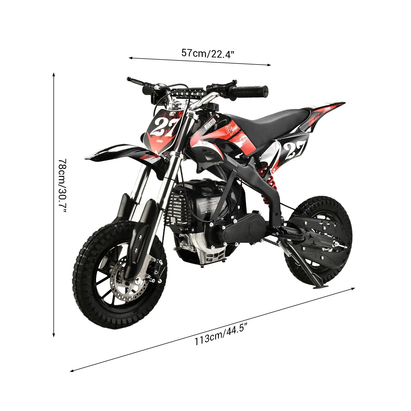 Mini Dirt Bike Gas Powered 4-Stroke 40cc Pocket Pit Bike Brakes Motorcycle for Kids Teens Black(Black) - Image 3