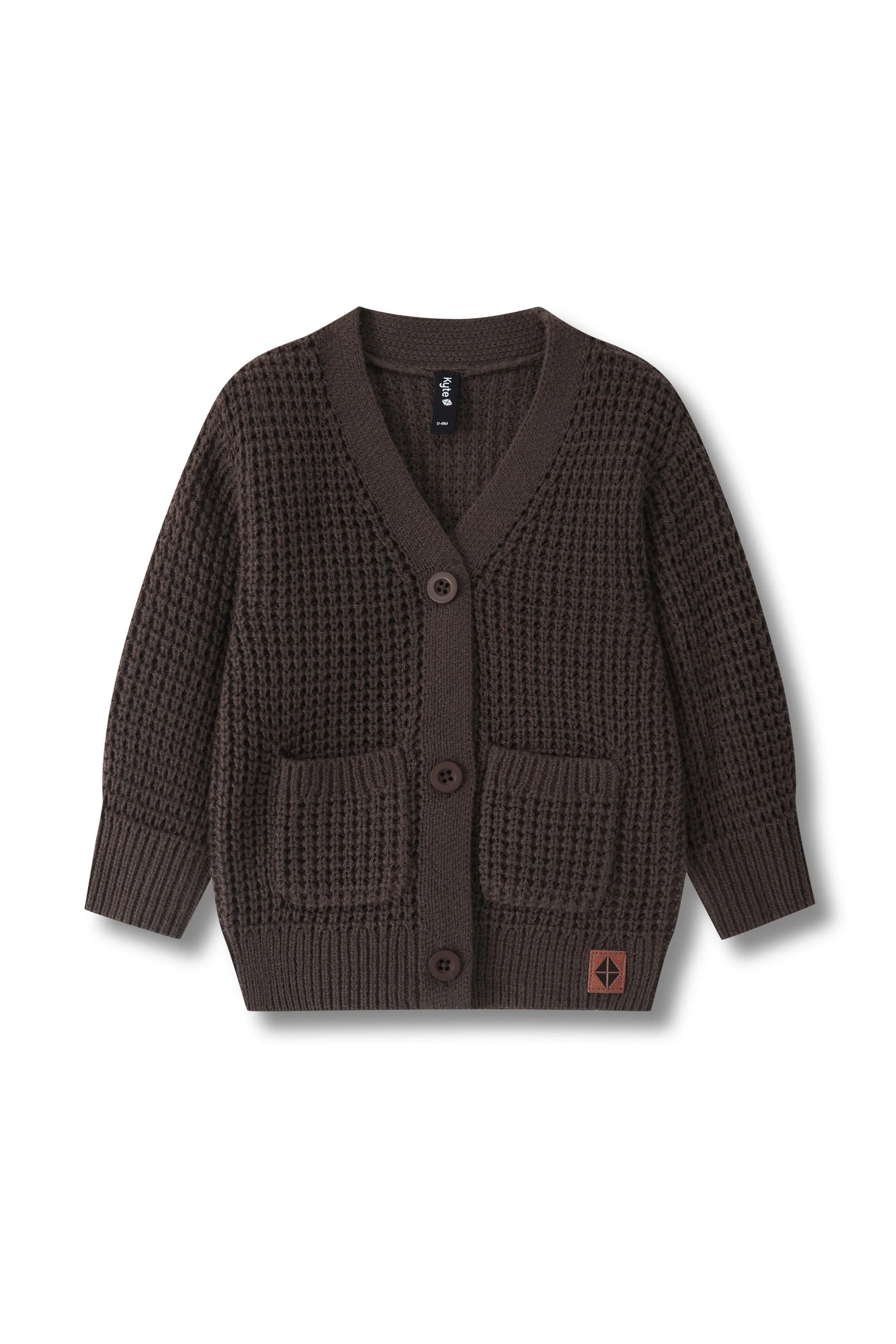 Chunky Knit Waffle Cardigan in Espresso