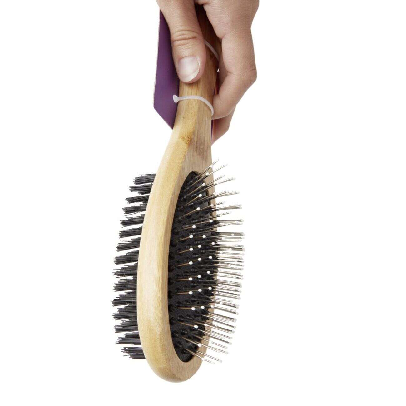Brosse double face animaux manche bambou