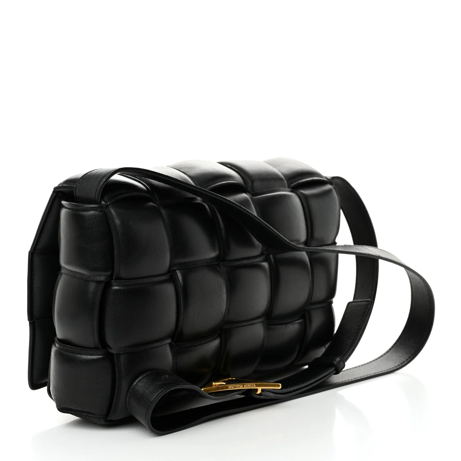 Nappa Maxi Intreccio Padded Cassette Crossbody Bag Black