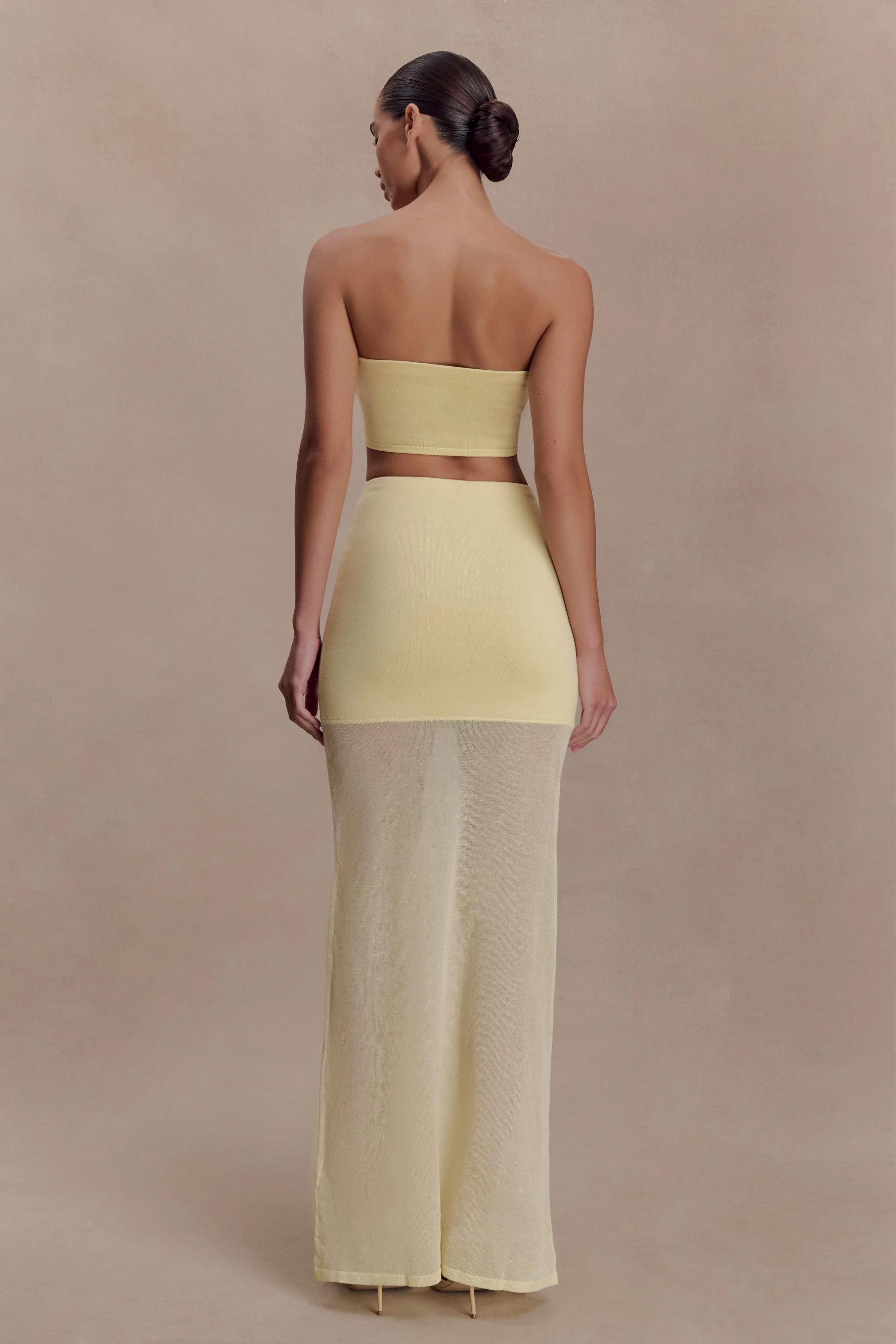Tanyel Sheer And Bandage Knit Maxi Skirt - Lemon